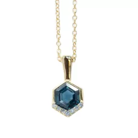 1.11ct Hexagon Sapphire Necklace in 14k Yellow Gold