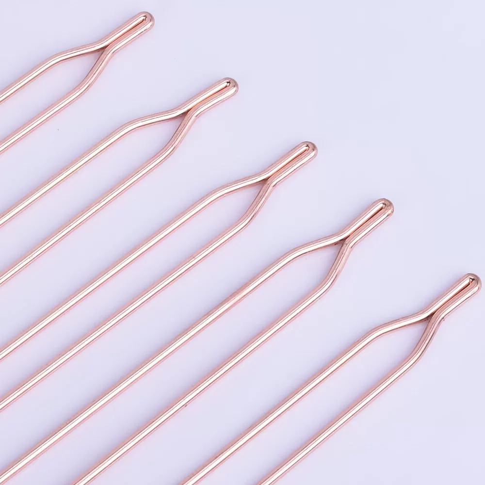 125mm Brass Y Hairpin Hair Fork Prom Hair Pins Hair Pin Stick Head Pattern Wedding Hair Accessories rose gold 10pcs