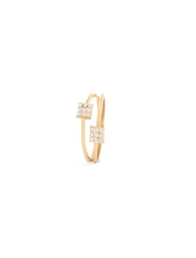 18K Gold Dual Square Diamond Ring