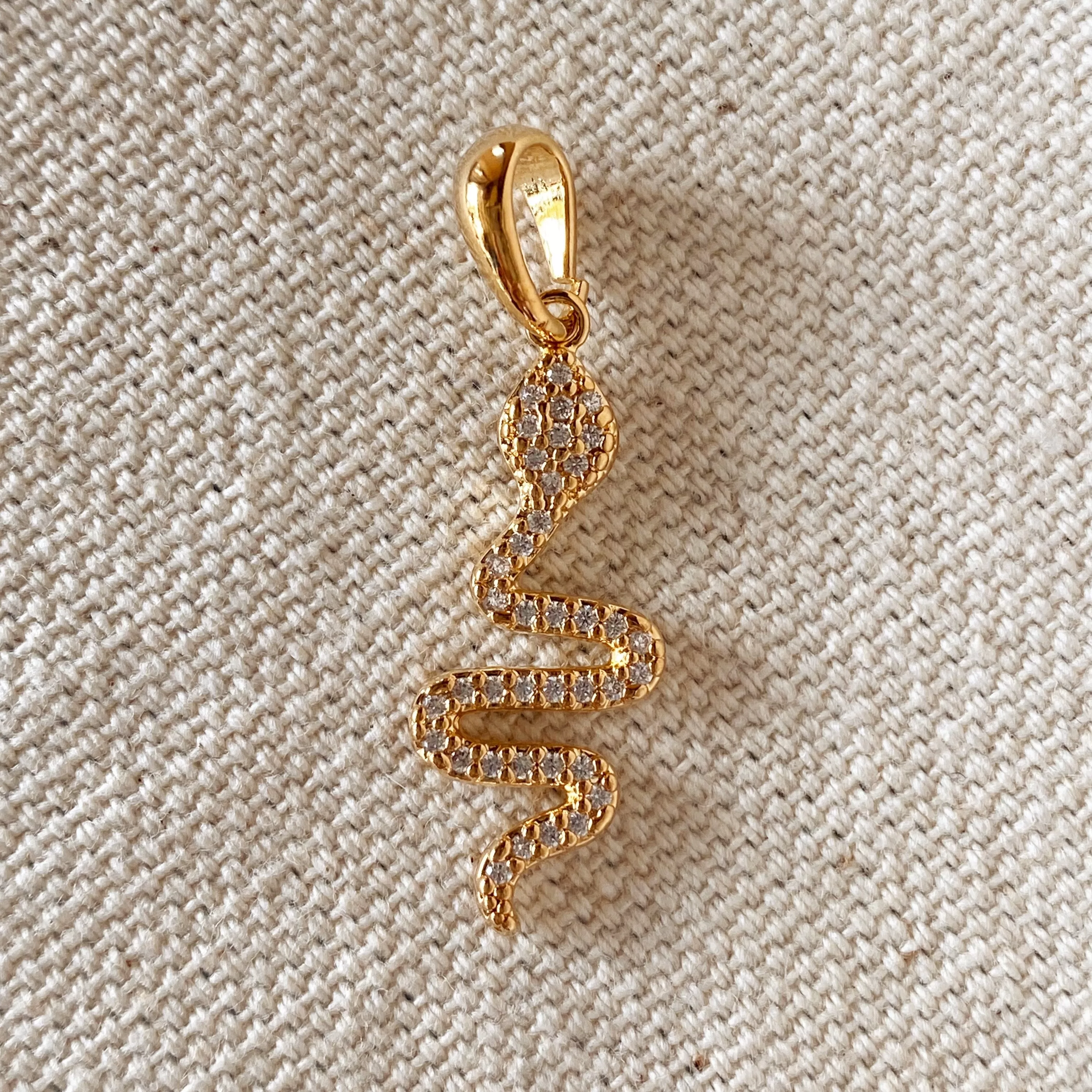 18k Gold Filled Serpent Pendant With Micro Pave Cubic Zirconia Accents