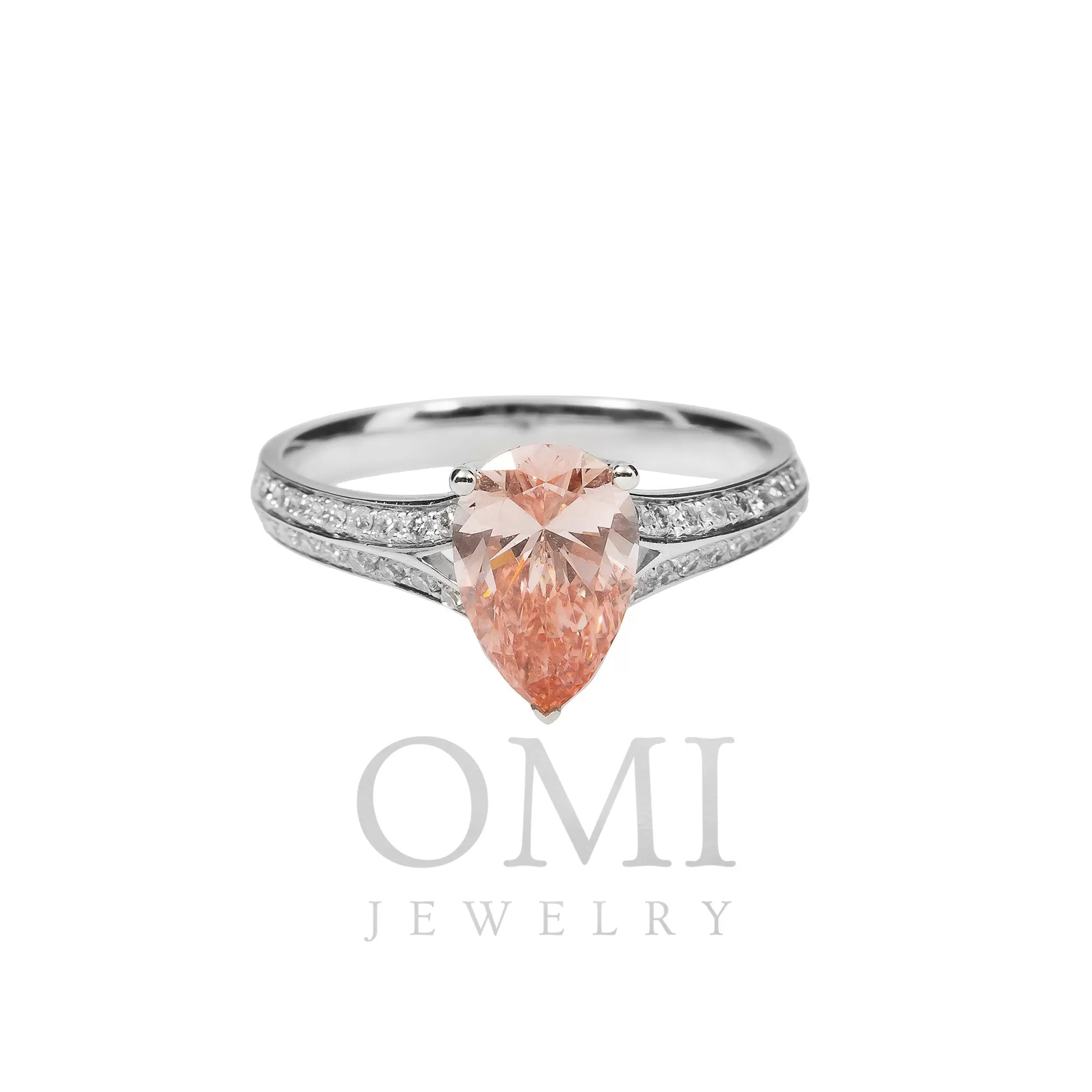 18K GOLD PINK LAB DIAMOND RING 1.79 CTW