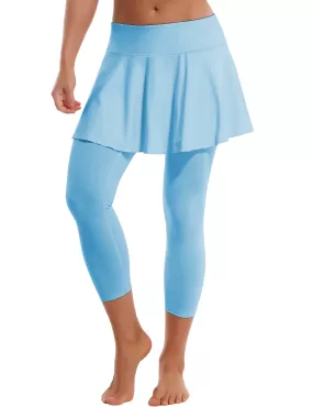 19" Capris Tennis Golf Skirted Leggings with Pockets blue