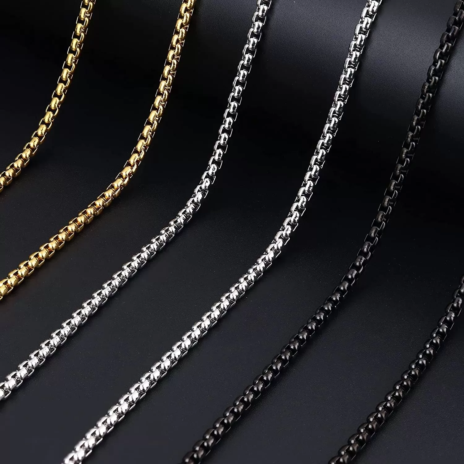 2-3.5MM Mens Womens Stainless Steel Rolo Cable Chain Necklace, Square Rolo Chain Necklace for Men Women 16-24 Inch