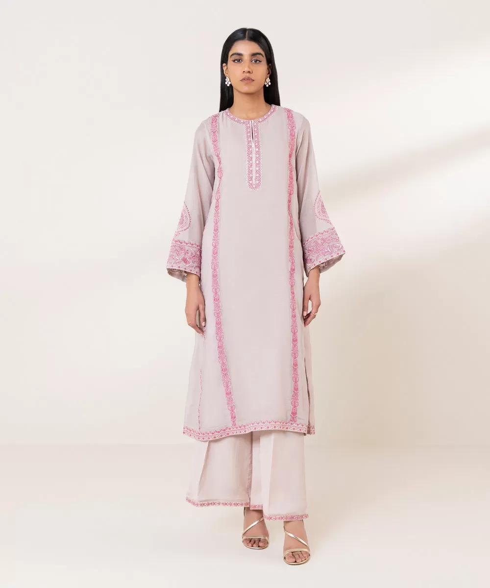 2 Piece - Embroidered Khaddi Net Suit