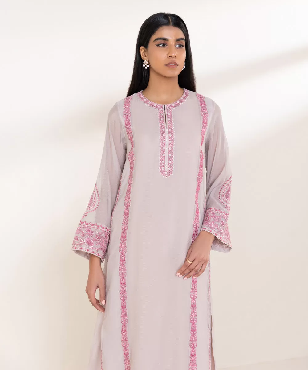 2 Piece - Embroidered Khaddi Net Suit