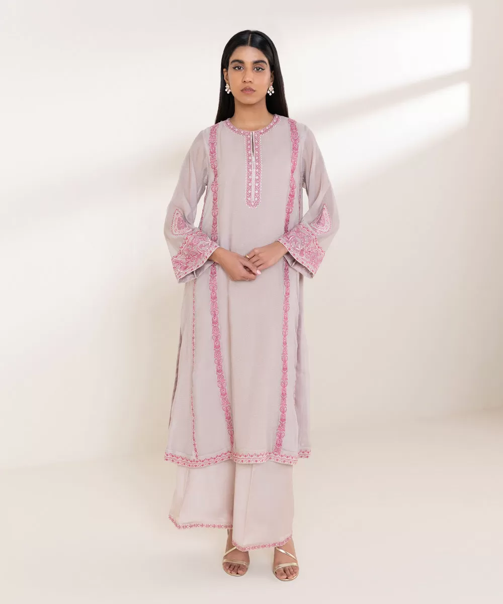 2 Piece - Embroidered Khaddi Net Suit