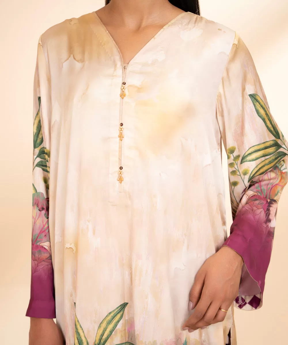 2 Piece - Printed Silk Suit