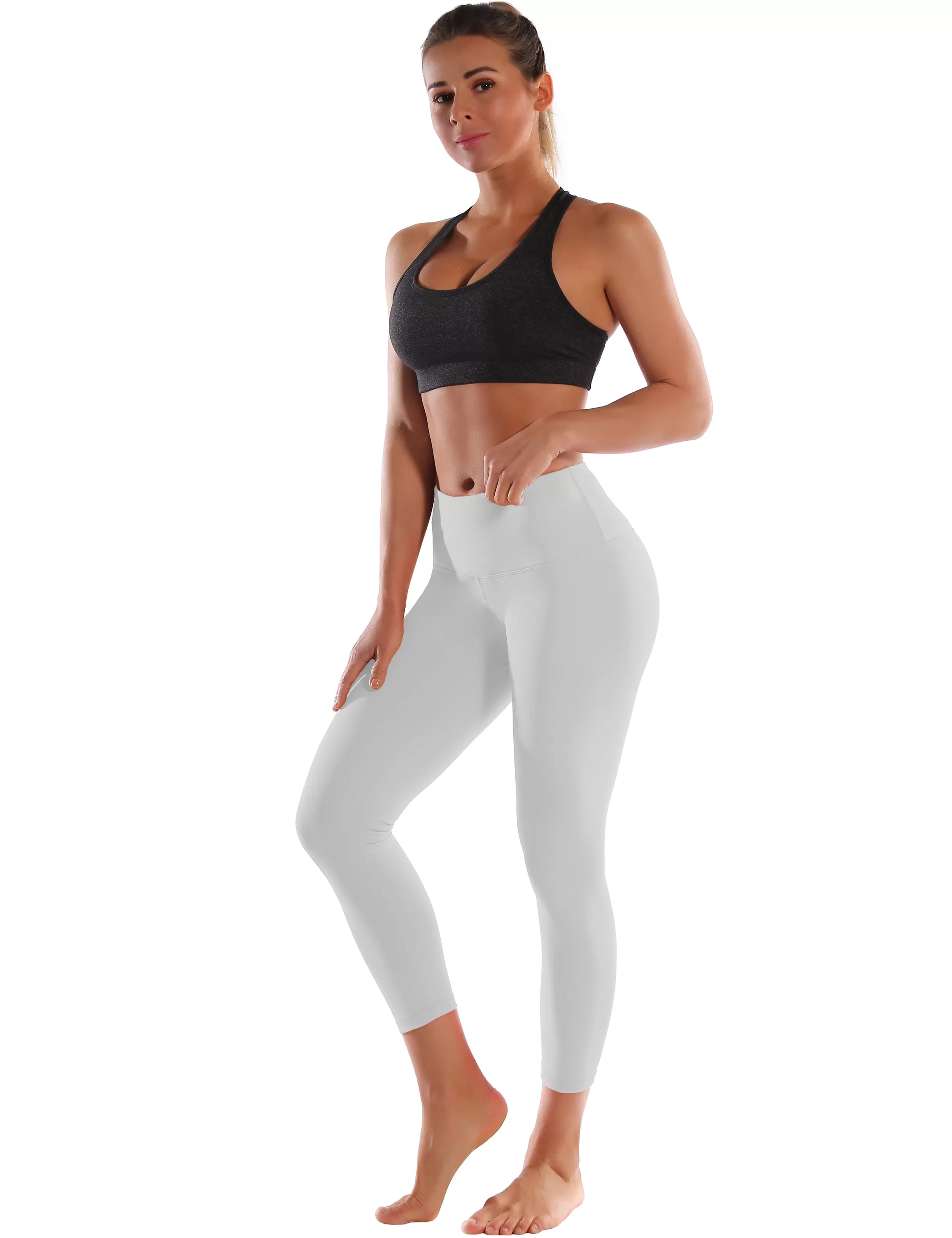 22 High Waist Crop Tight Capris lightgray_yogastudio