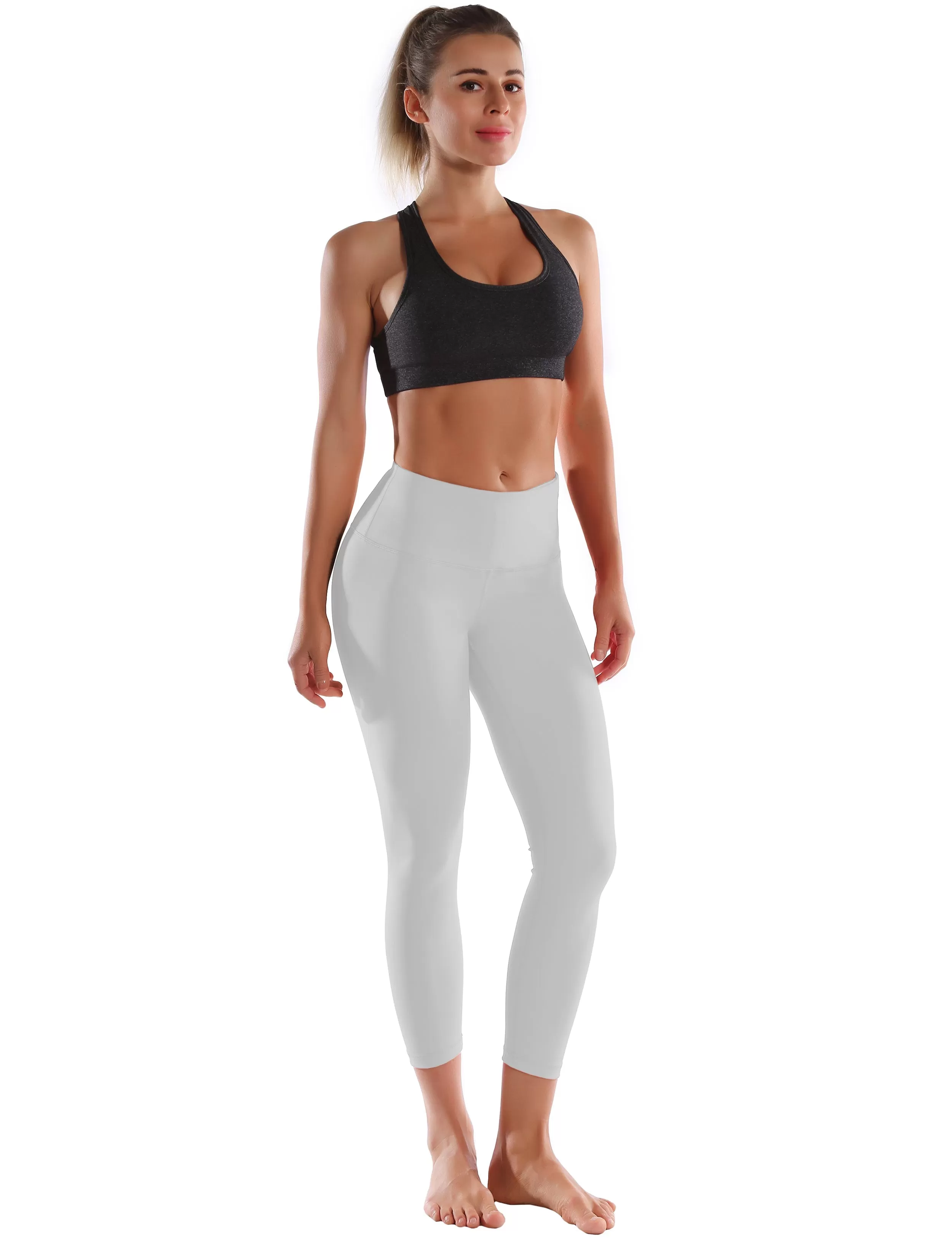 22 High Waist Crop Tight Capris lightgray_yogastudio