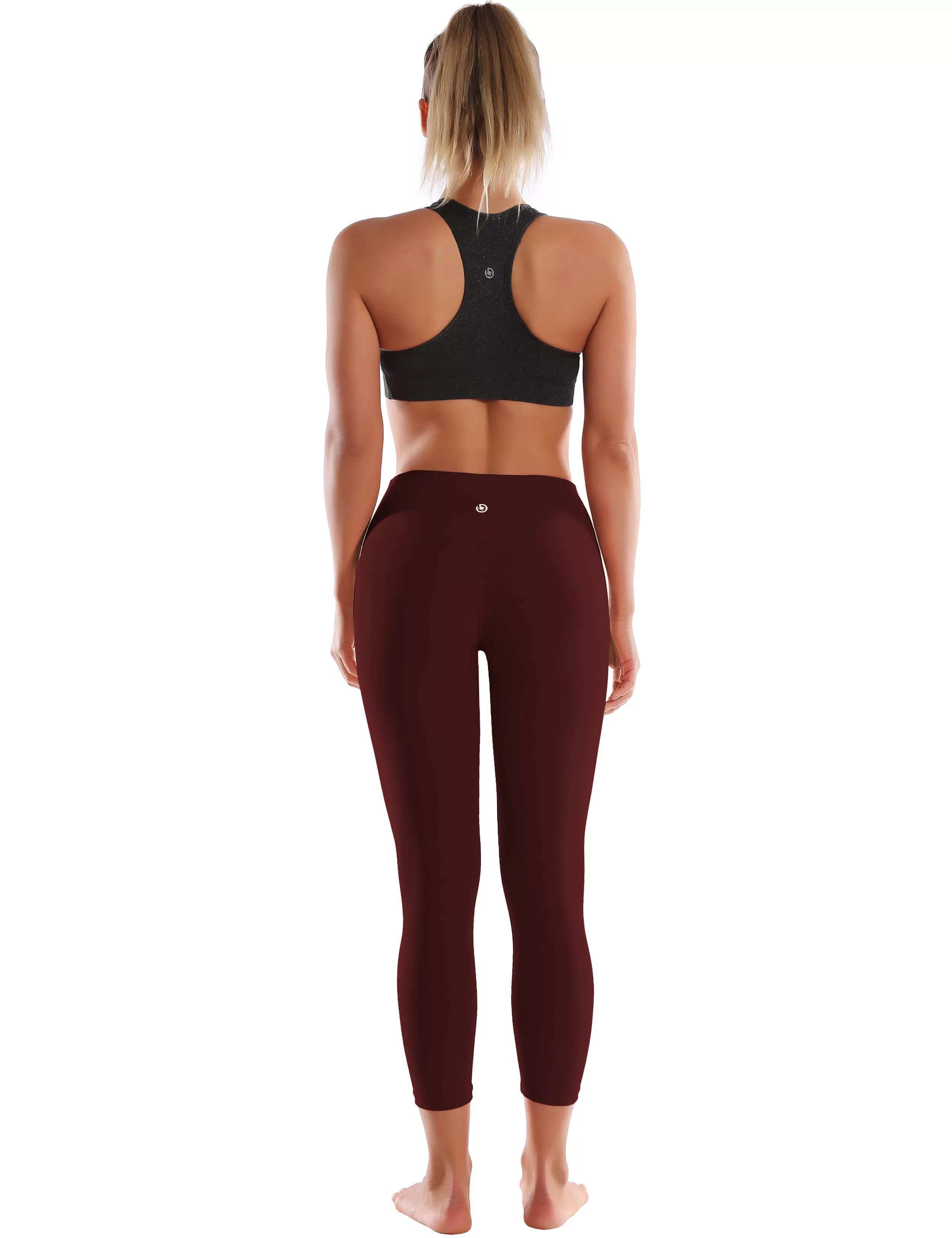 22" High Waist Crop Tight Capris mahoganymaroon