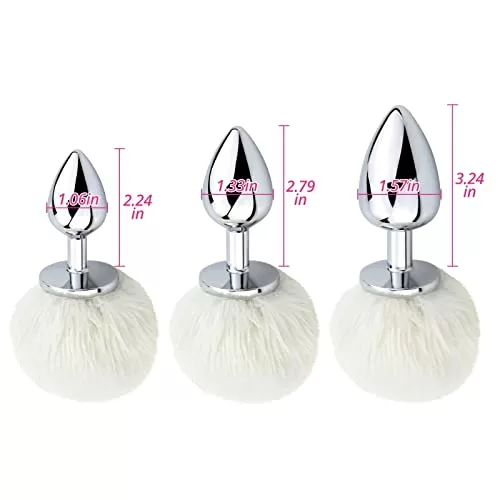 3Pcs Expanding Anal Butt Plug - Sex Factory Aluminum Alloy Butt Plug Artificial Rabbit's Fur Tail Anal Sex Toys for Women Men Couple…