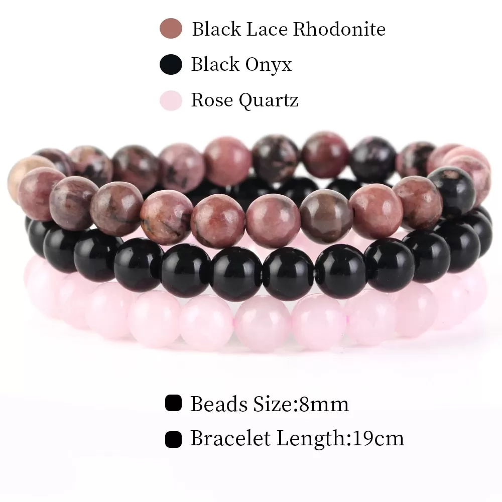 8mm 3Pcs/Set Natural Seven Chakra Stone Beads Bracelet