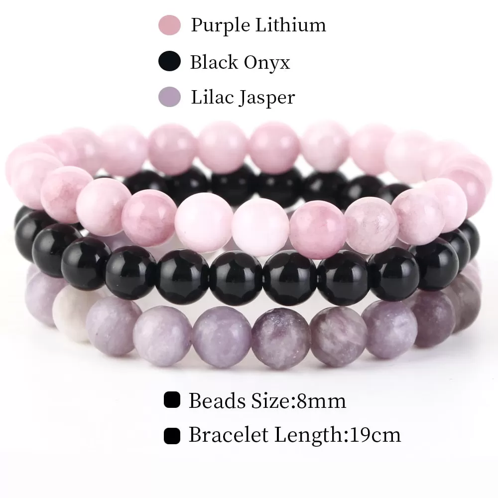 8mm 3Pcs/Set Natural Seven Chakra Stone Beads Bracelet