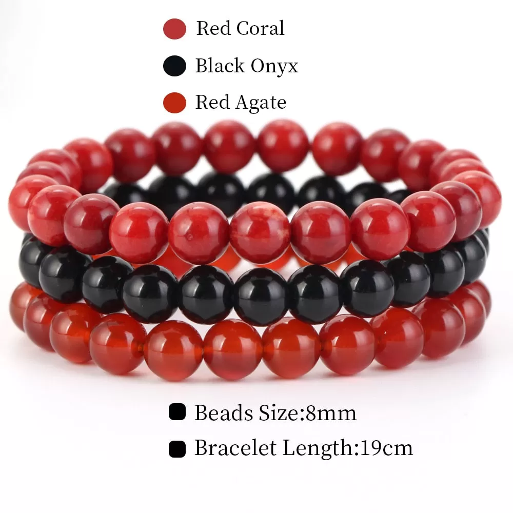 8mm 3Pcs/Set Natural Seven Chakra Stone Beads Bracelet