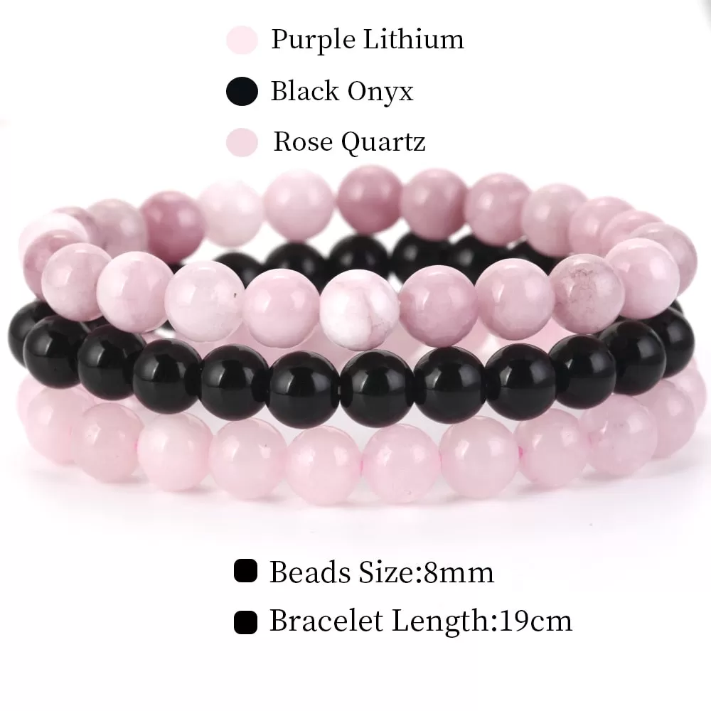 8mm 3Pcs/Set Natural Seven Chakra Stone Beads Bracelet