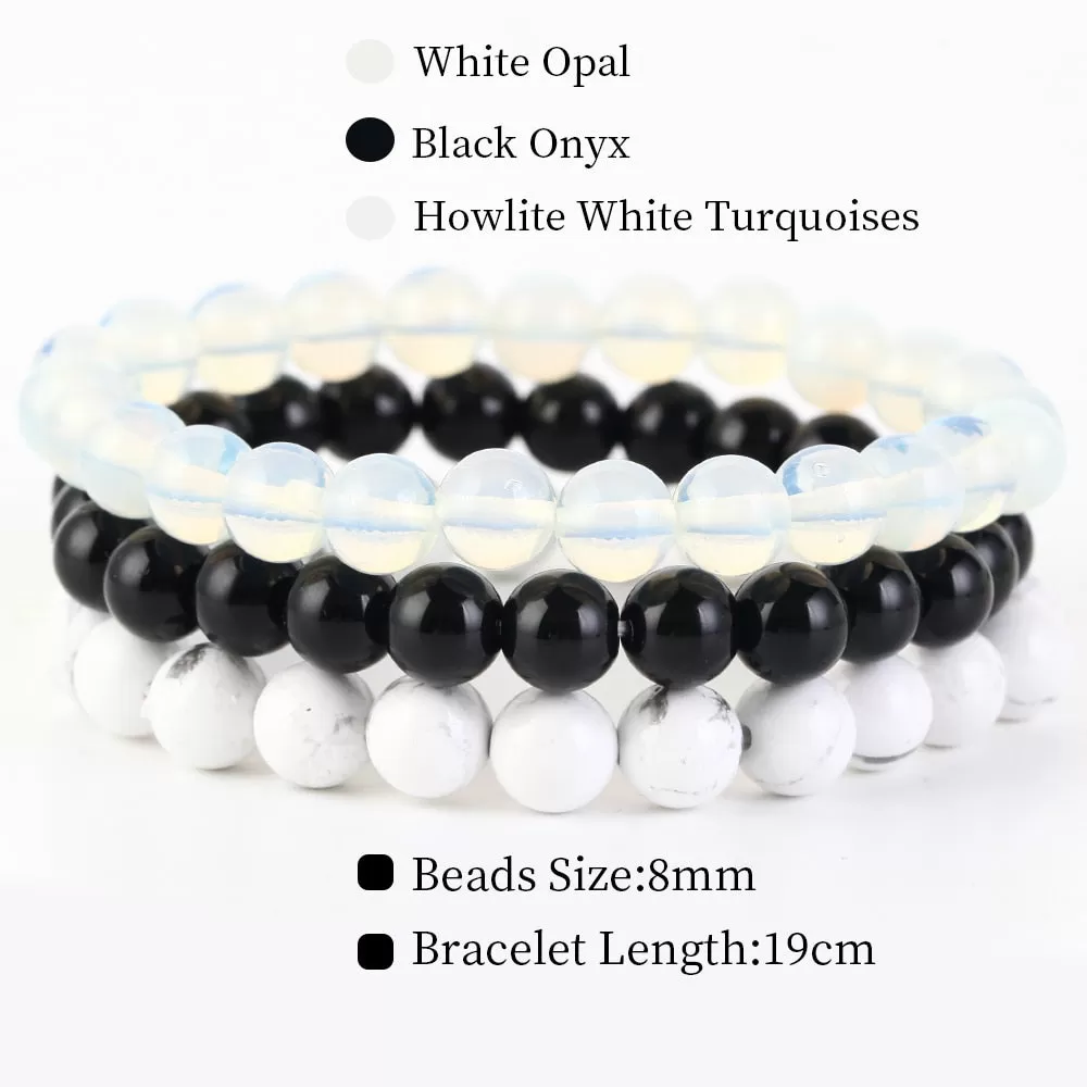 8mm 3Pcs/Set Natural Seven Chakra Stone Beads Bracelet