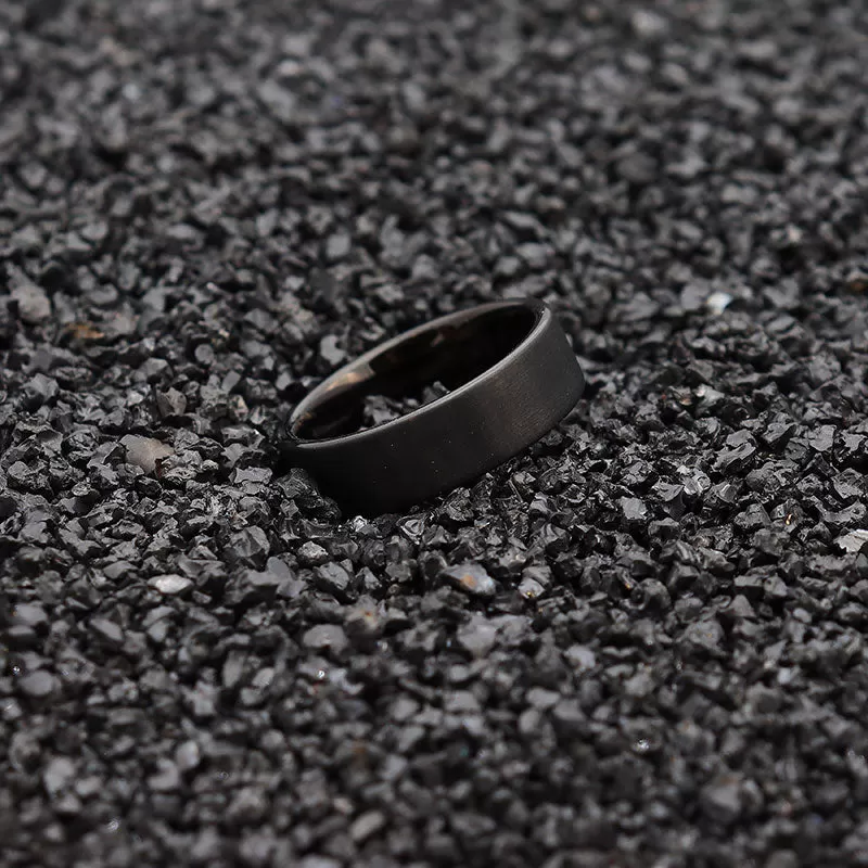 8mm Black Pipe Cut Tungsten Carbide Ring