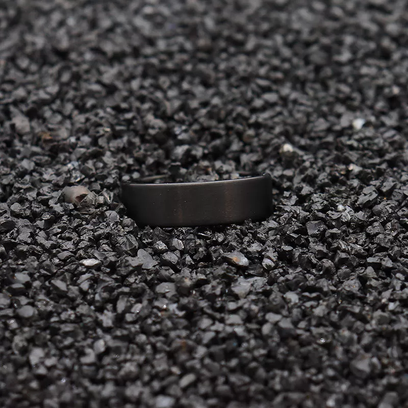 8mm Black Pipe Cut Tungsten Carbide Ring