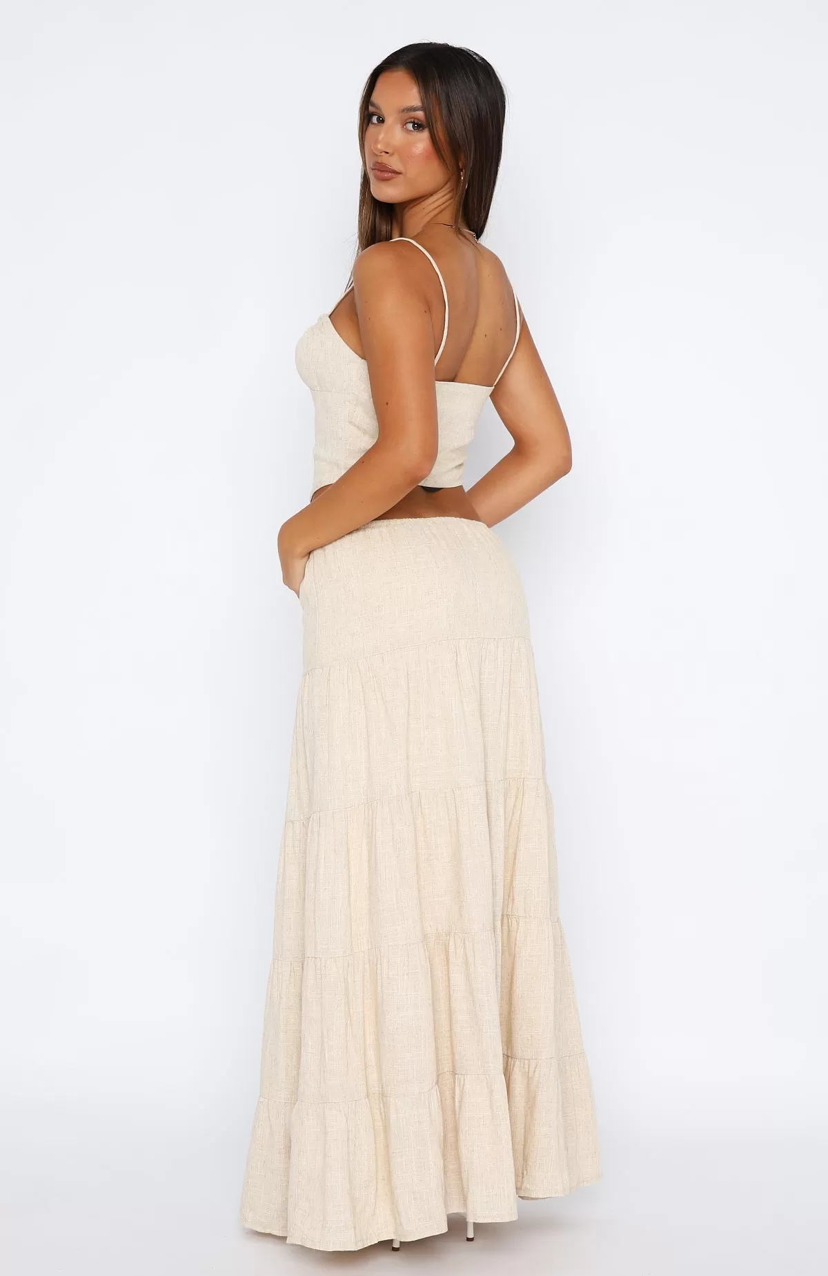 Act The Part Linen Maxi Skirt Oat