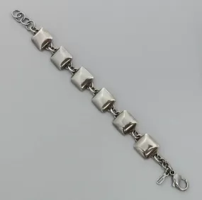 Adjustable Oxidized Sterling Silver Square Bubble Link Bracelet