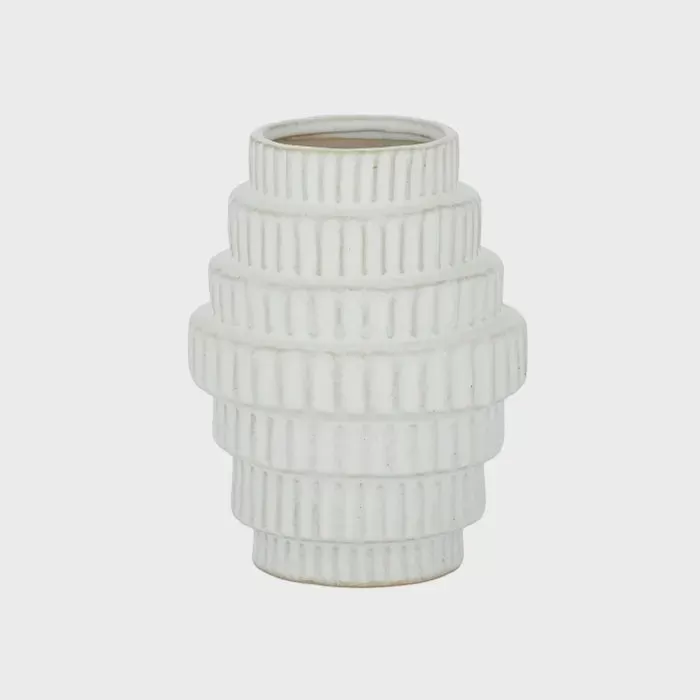 Aleca Ceramic Tower Vase Ivory