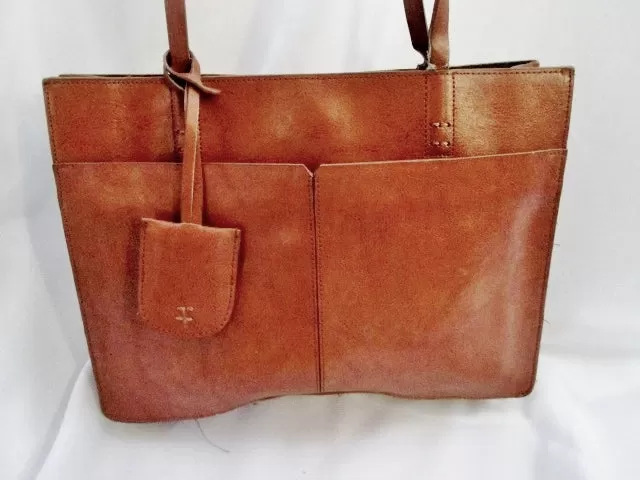 ALFANI All LEATHER TOTE carryall shopper carryall bag briefcase organizer BROWN purse