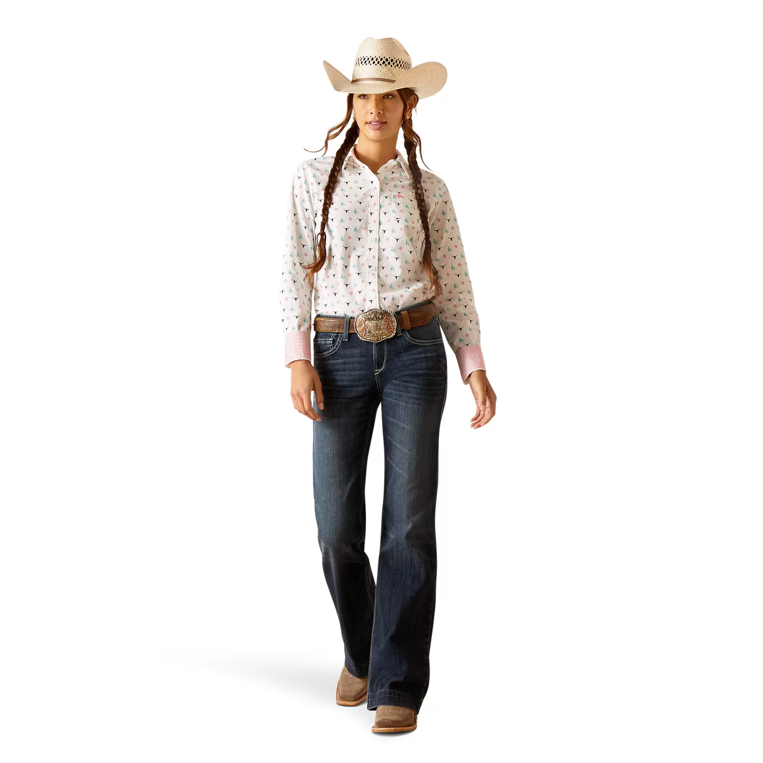 Ariat Women's Wrinkle Resistant Kirby Long Sleeve Shirt - Steer Garden