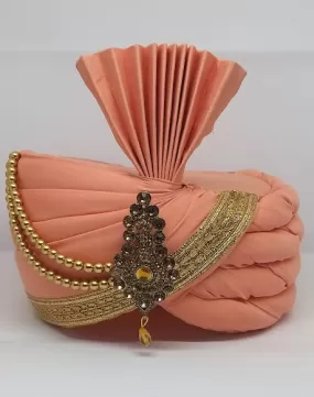 Attractive Traditional Peach Color Turban For Men