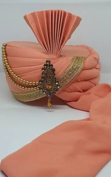 Attractive Traditional Peach Color Turban For Men