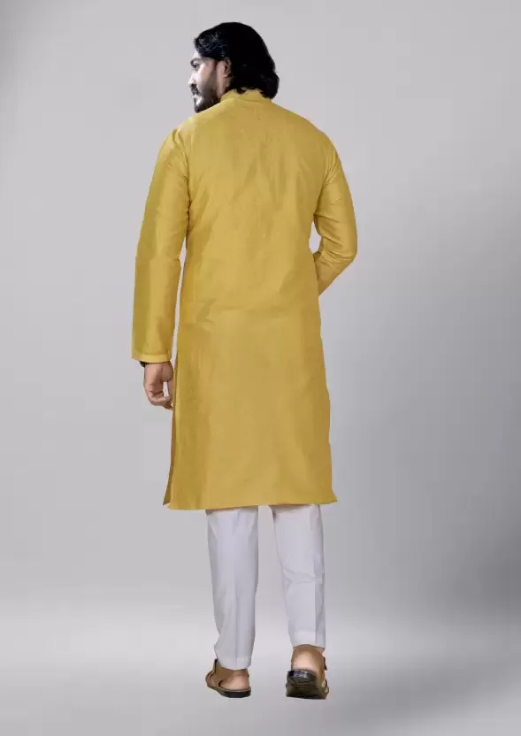 Attractive Traditional Yellow Color Men's Kurta With Pajama Pant