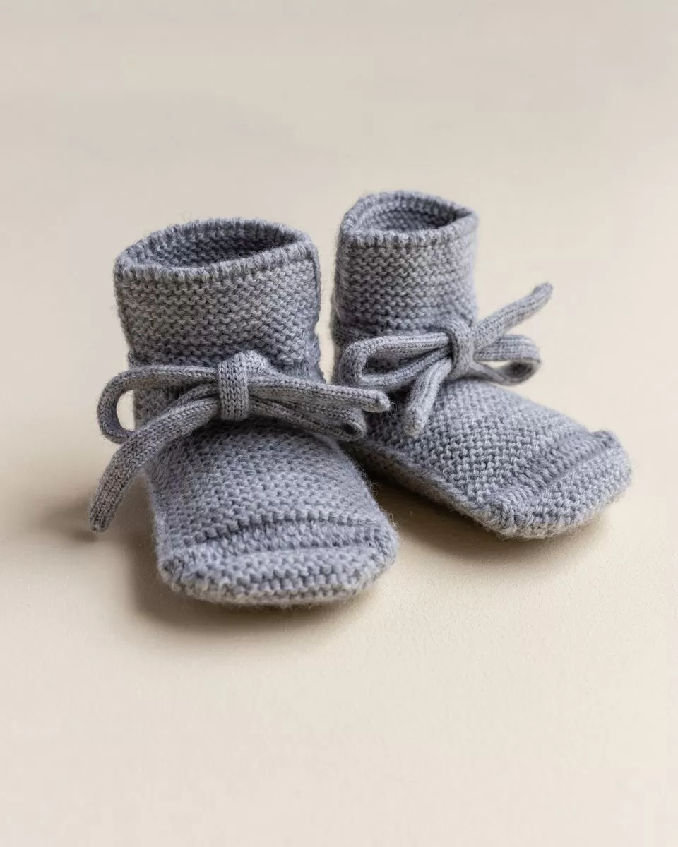 Baby Booties With Lace - Grey Melange