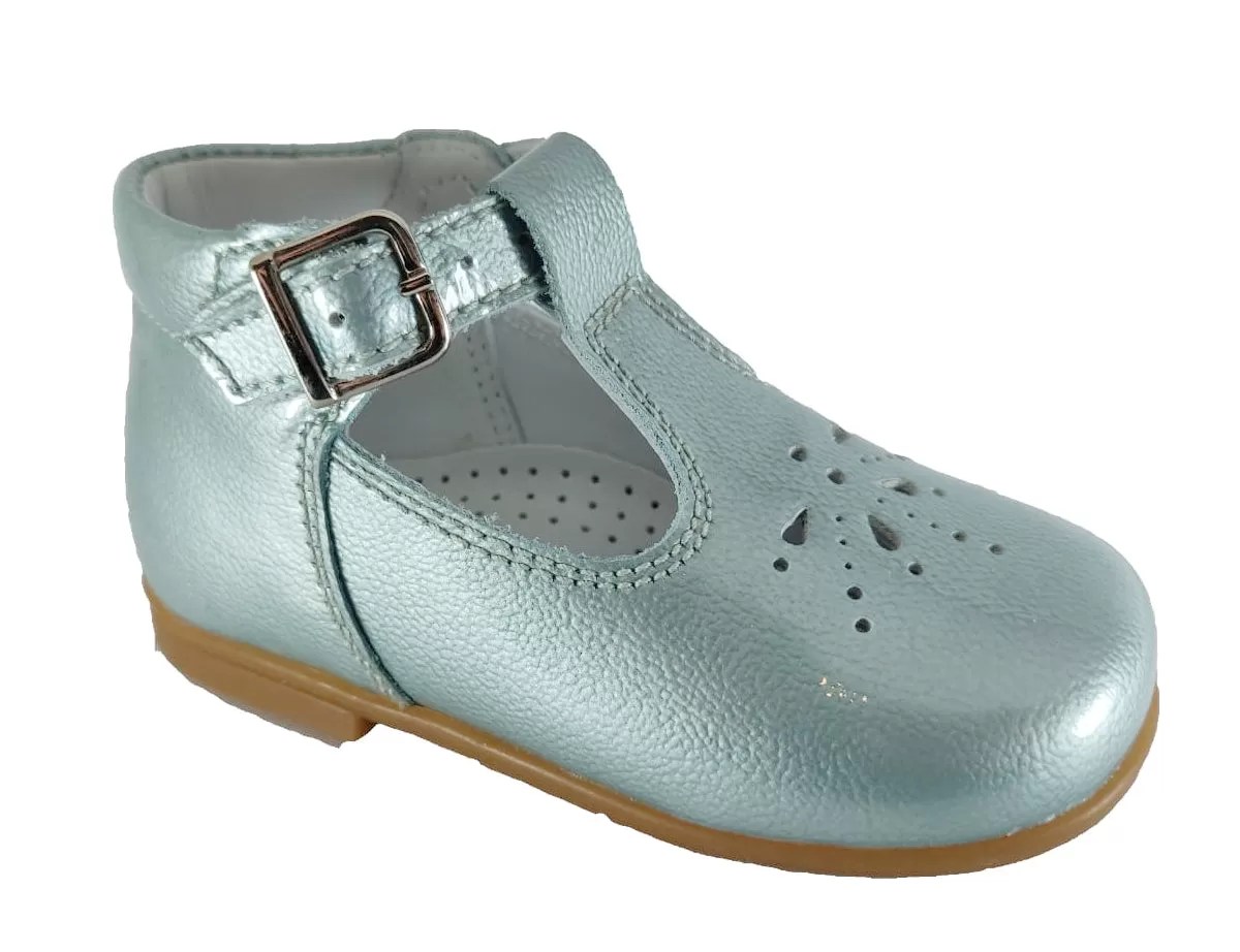 Beberlis Baby Patent Fanny Pale Blue T-Strap shoes