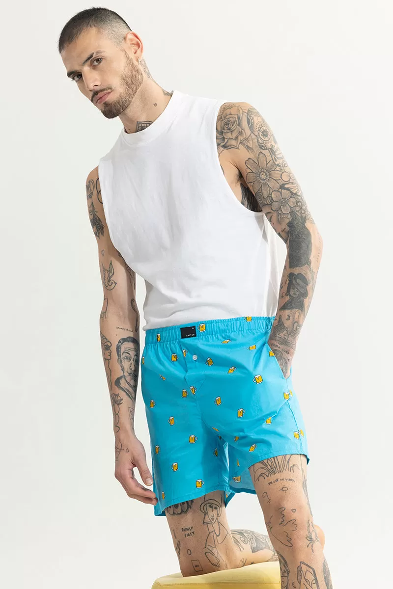 Beer Print Blue Boxer