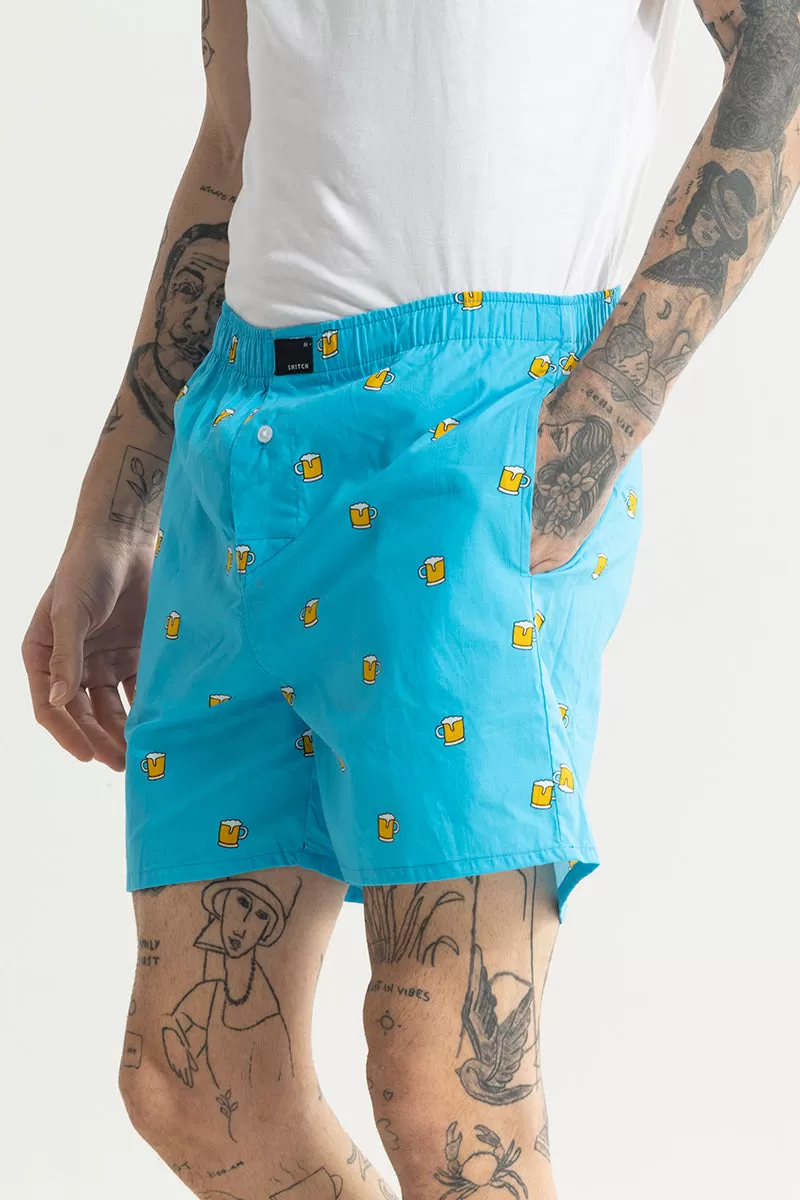 Beer Print Blue Boxer