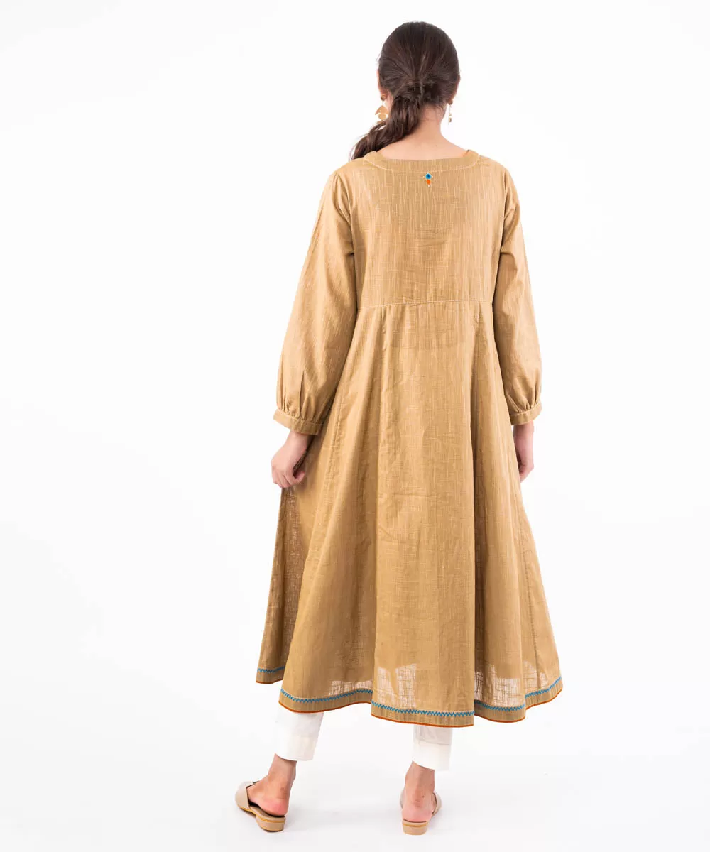 Beige hand embroidered cotton kurti