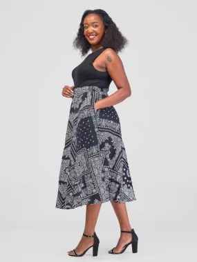 Bella Wangu Zipper A-Line Bandana Skirt - Grey