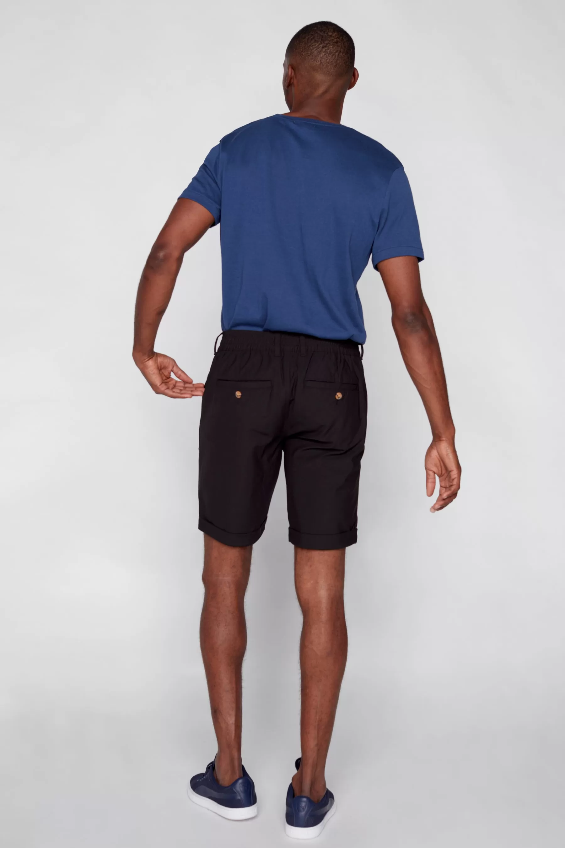 BILLY - Elastic Waist Roll Up Shorts - Black