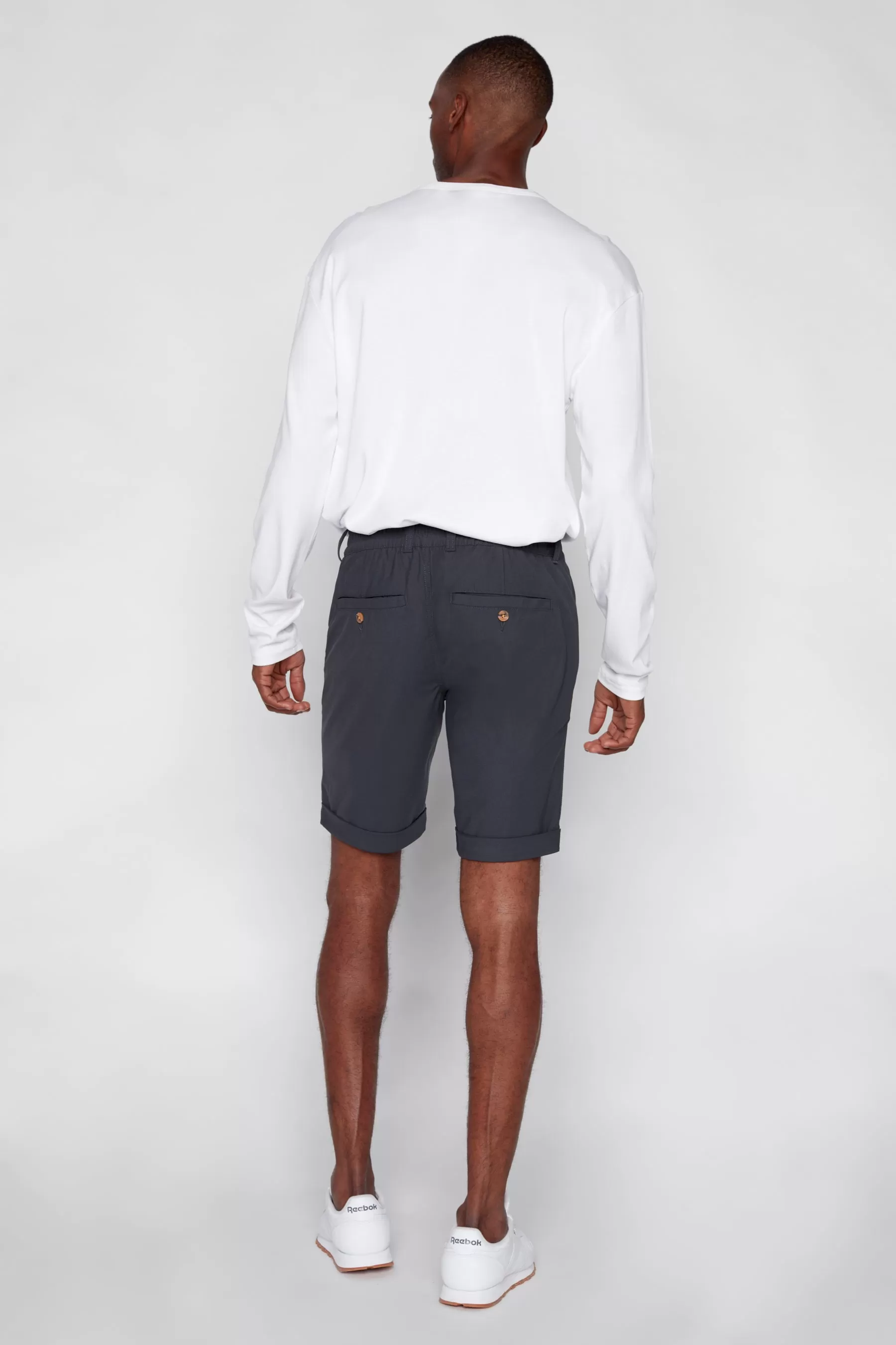 BILLY - Elastic Waist Roll Up Shorts - Charcoal