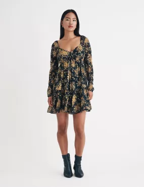 Black Floral Marti Mini Dress