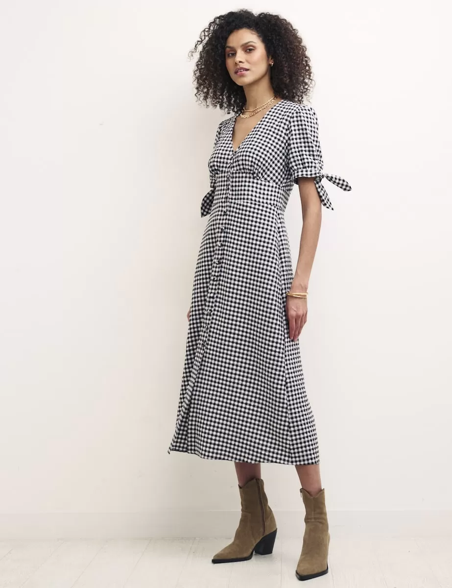 Black Gingham Alexis Midi Tea Dress