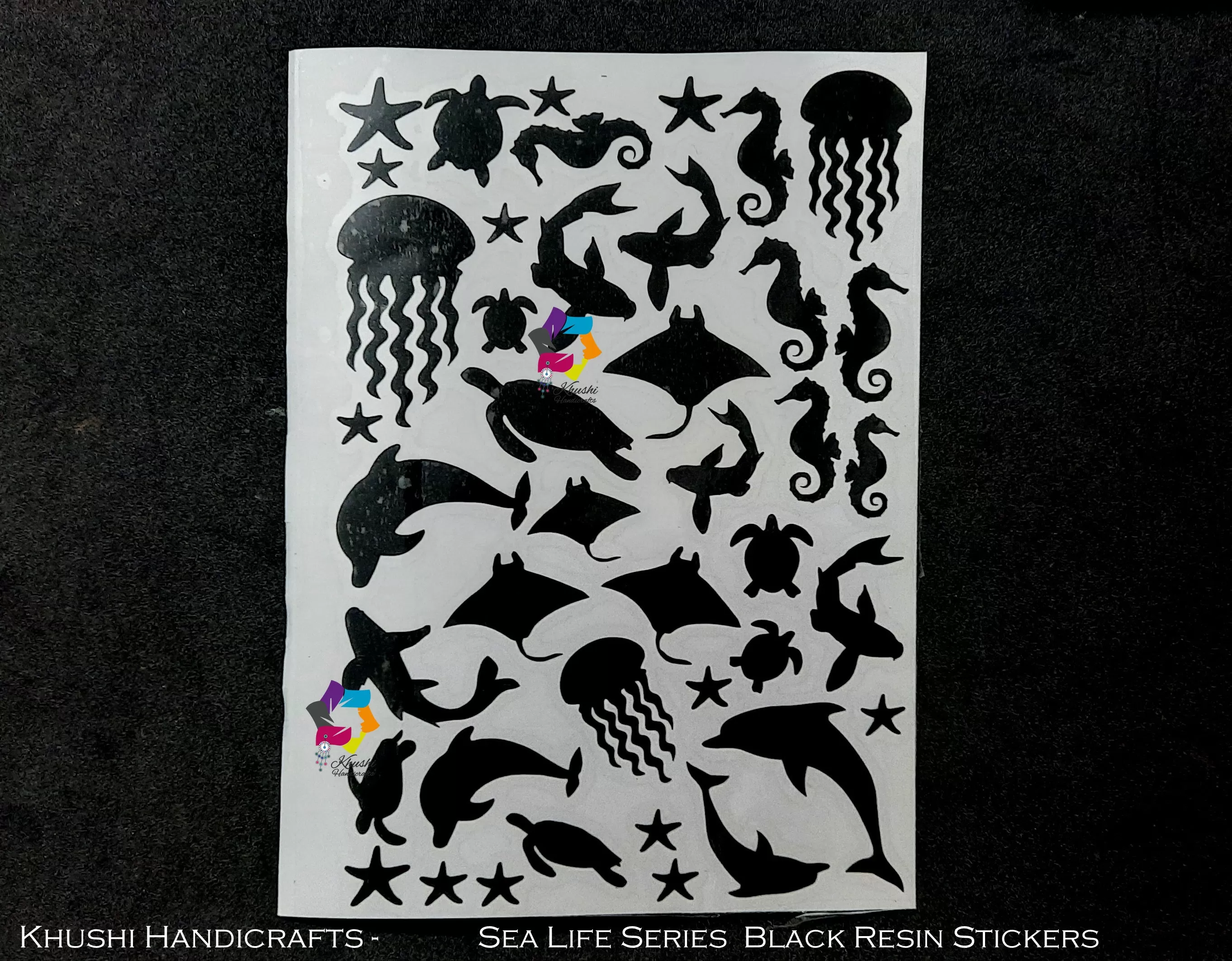 Black Vinyl Resin Stickers- Sea Life series