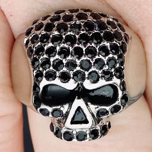 Bling Skull Ring - Black - R47