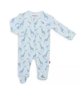 Blue Jolie Giraffe Organic Footie Magnetic Me