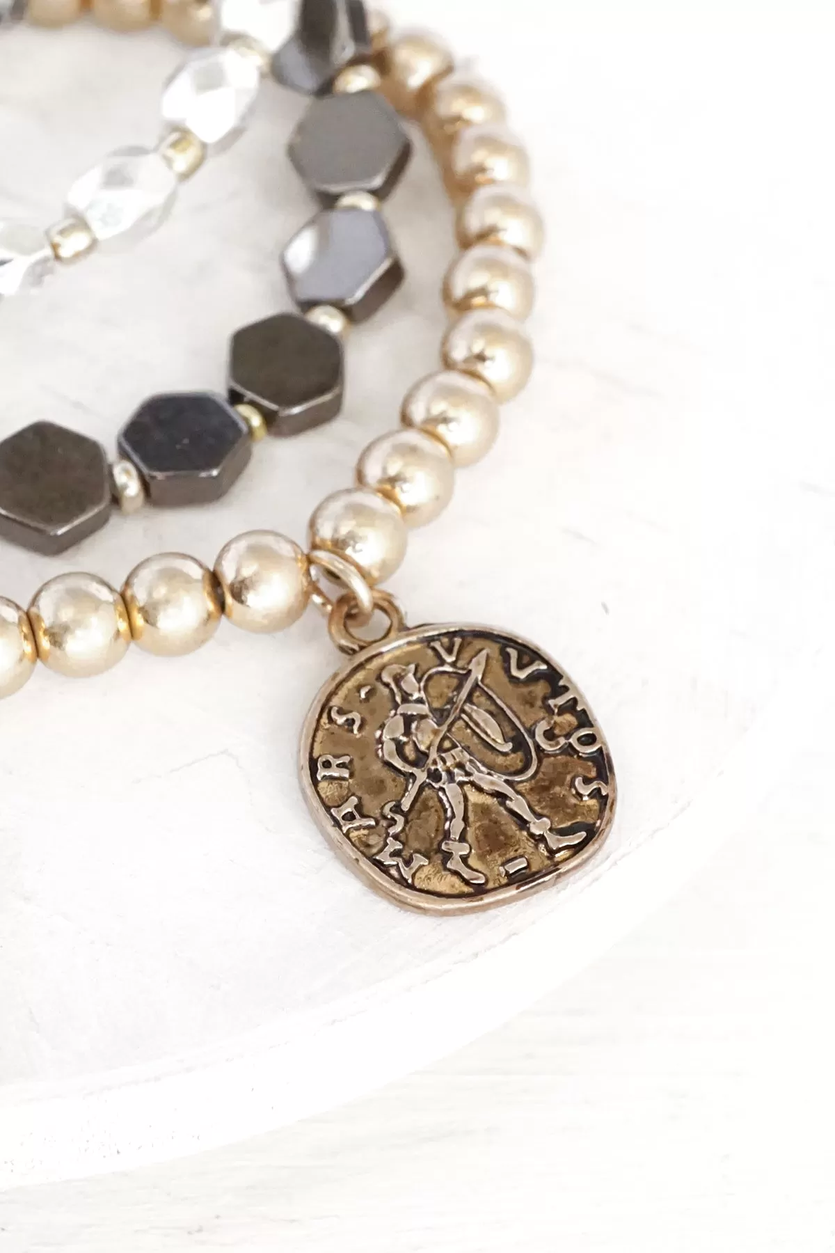 Bohemian Bracelet Set with a Coin