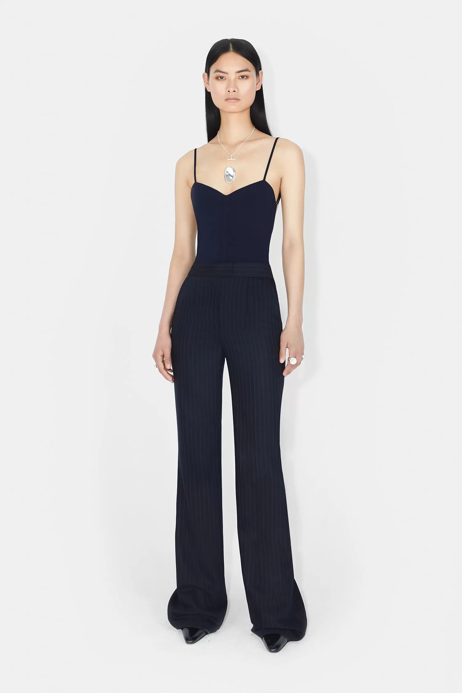 Boyfriend Trousers - Midnight & Creme Pinstripe