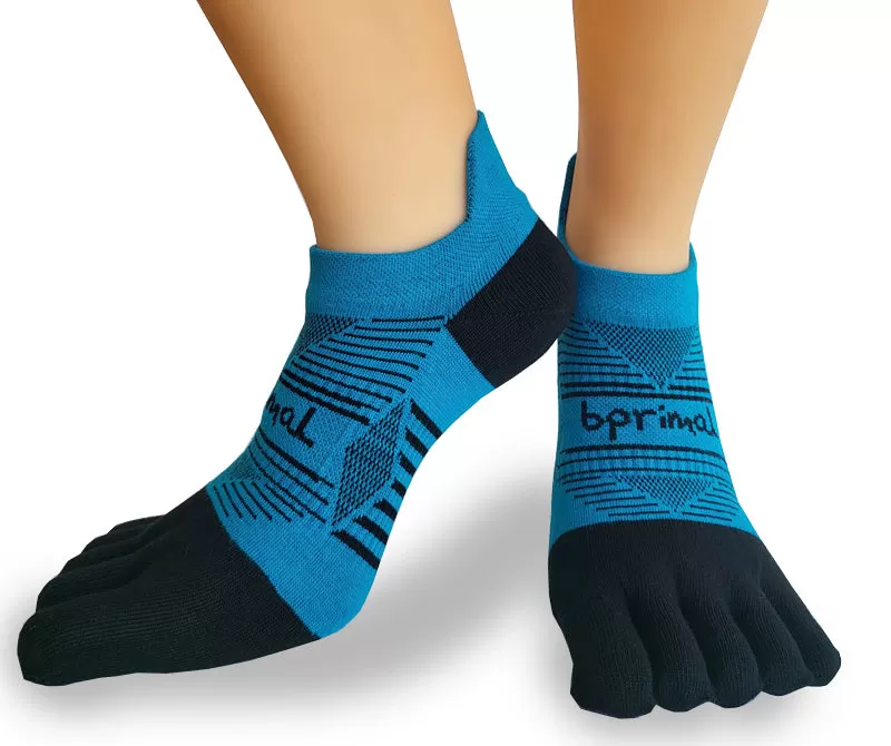 Bprimal Performance Five-Toe Socks - Regular Weight - No-Show - Bondi Blue