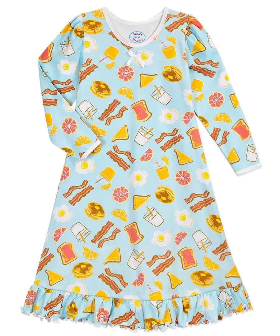 Breakfast Print L/S Gown Sara'a Prints