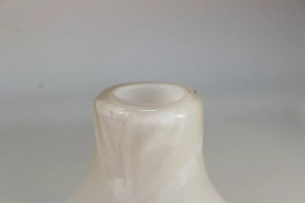 Bulb Vase in White Glass with Leaf Pattern