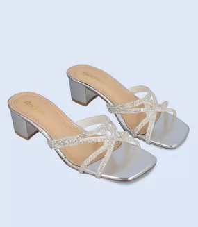 BW9622-SILVER-Women Formal Sandal Heels