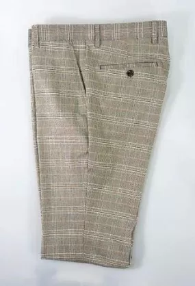 Cavani Quincy Stone Check Slim Fit Trousers